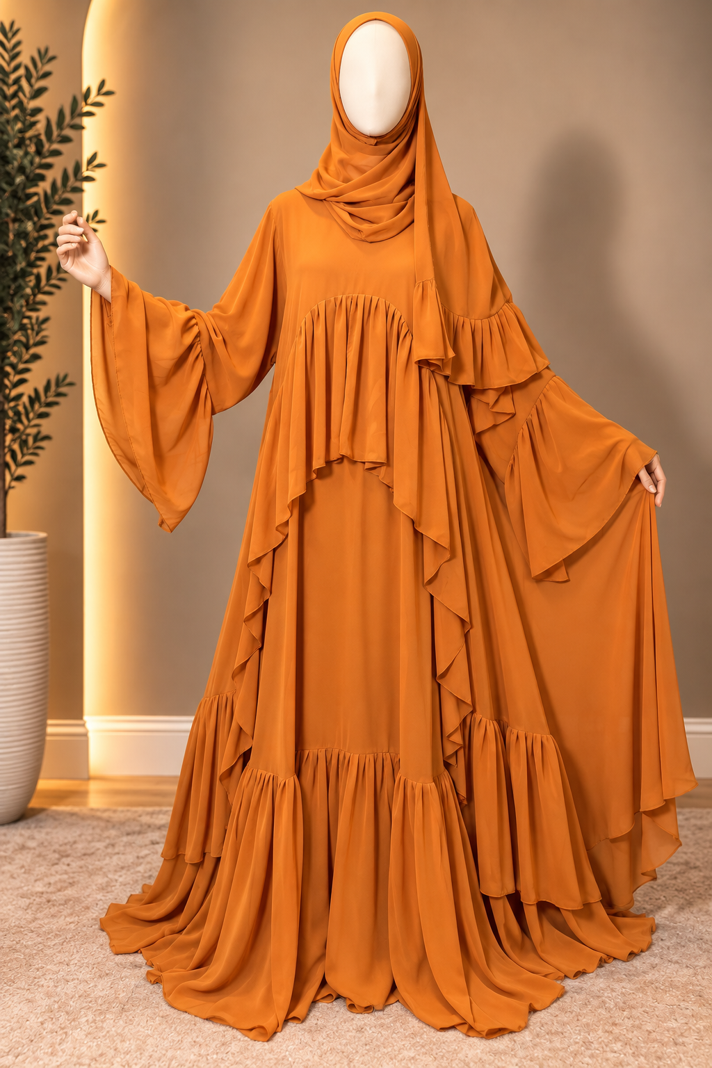 Safaa Ruffle Abaya Set