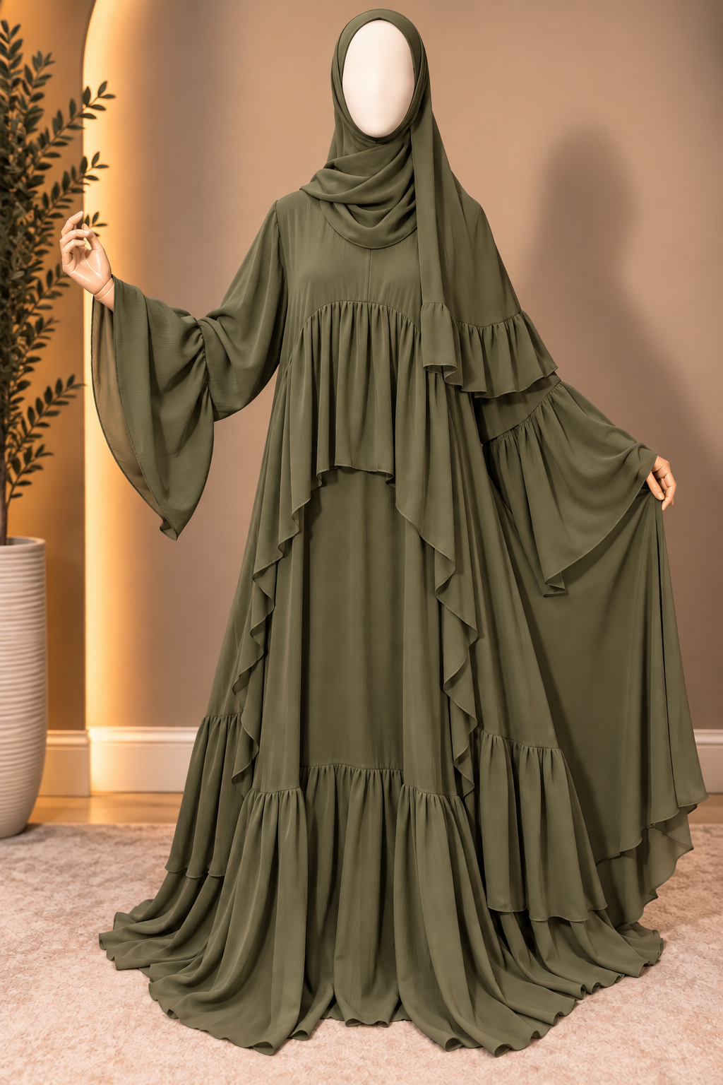 Safaa Ruffle Abaya Set