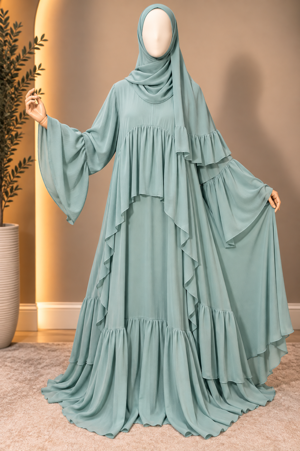 Safaa Ruffle Abaya Set