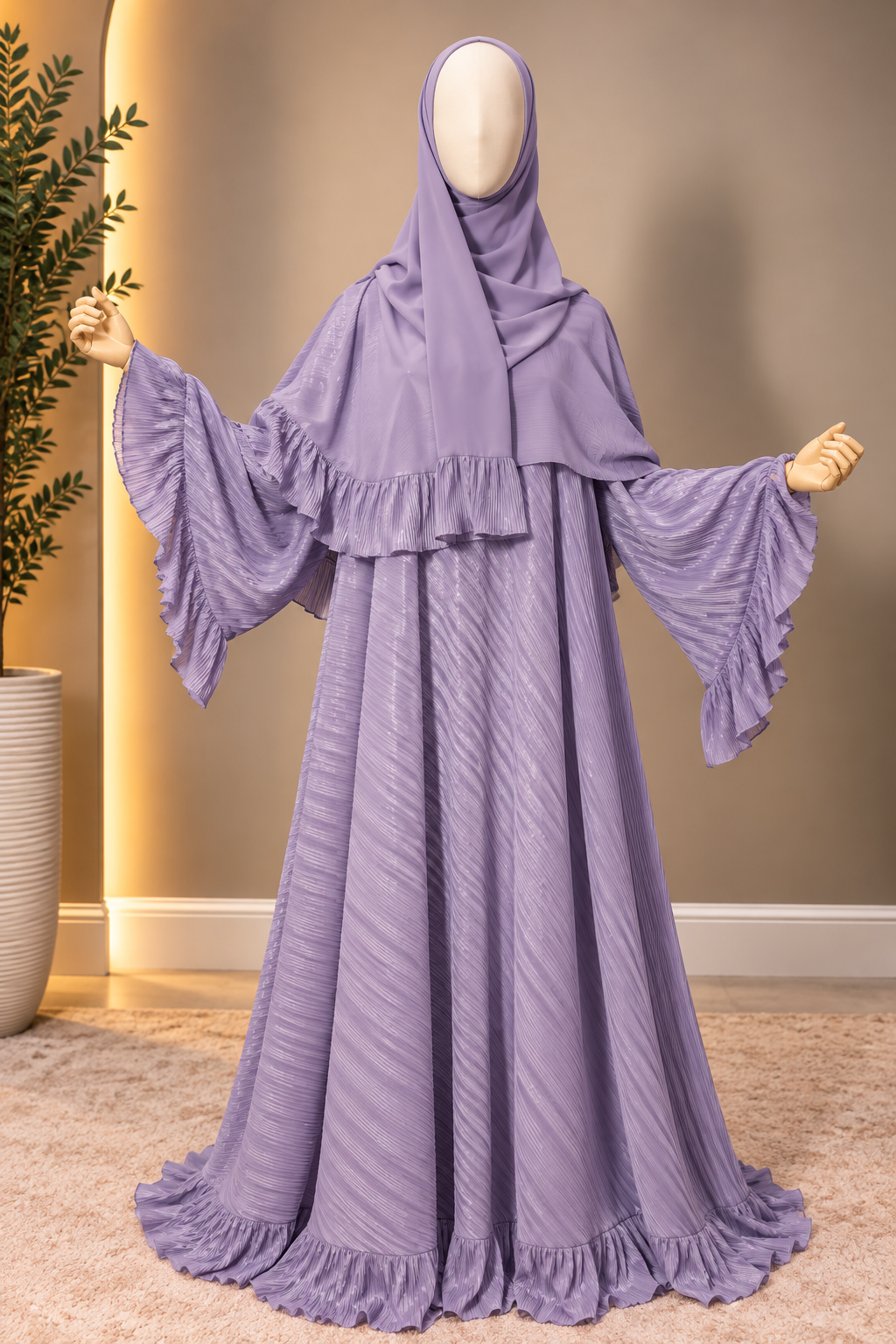 Nyla Ruffled Umbrella Abaya Set