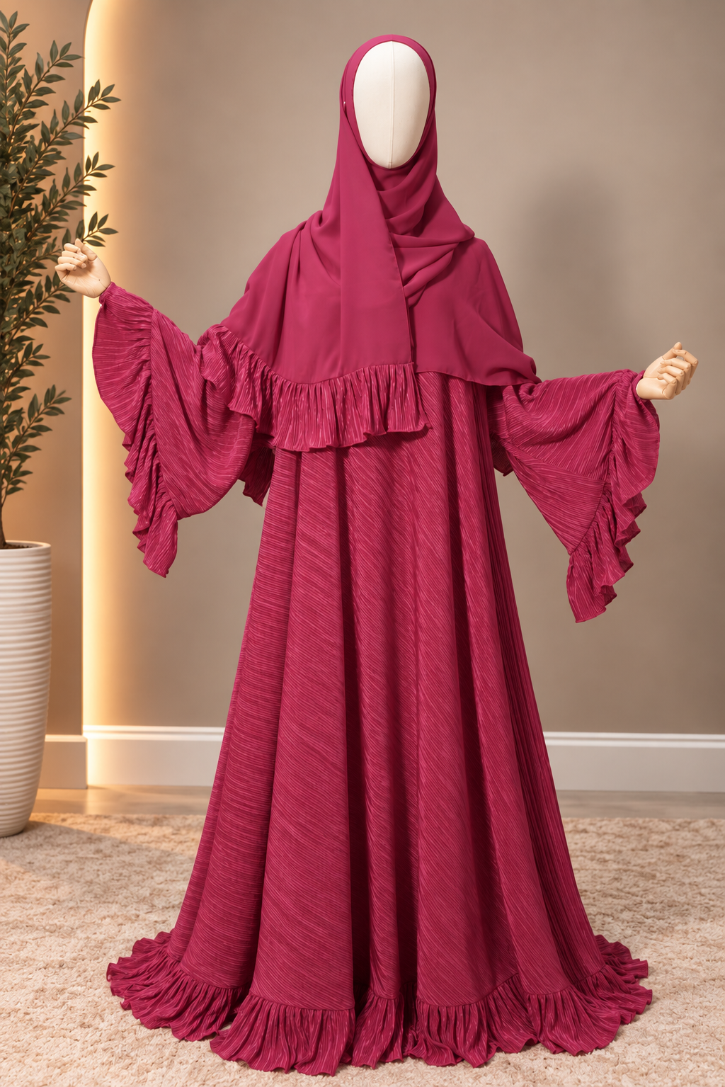 Nyla Ruffled Umbrella Abaya Set